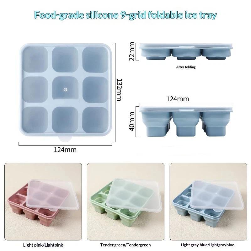 Foldable Silicone Ice Cube Trays with Lids Perfect for Summer BPA Free Ice Molds for Cocktails Coffee Pool Beach Party Drinks