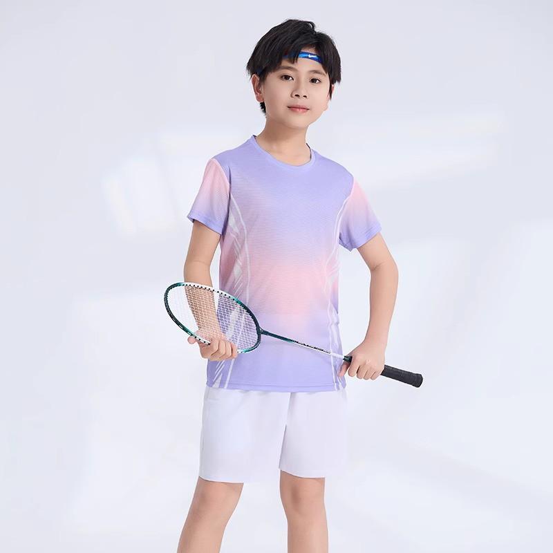 Custom Printed Quick-Dry Badminton Shirt Kids Unisex Sport Top Tennis Pickleball Training Competition Wear