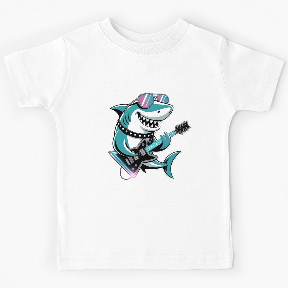 Shark Playing Guitar Kids T-Shirt 130
