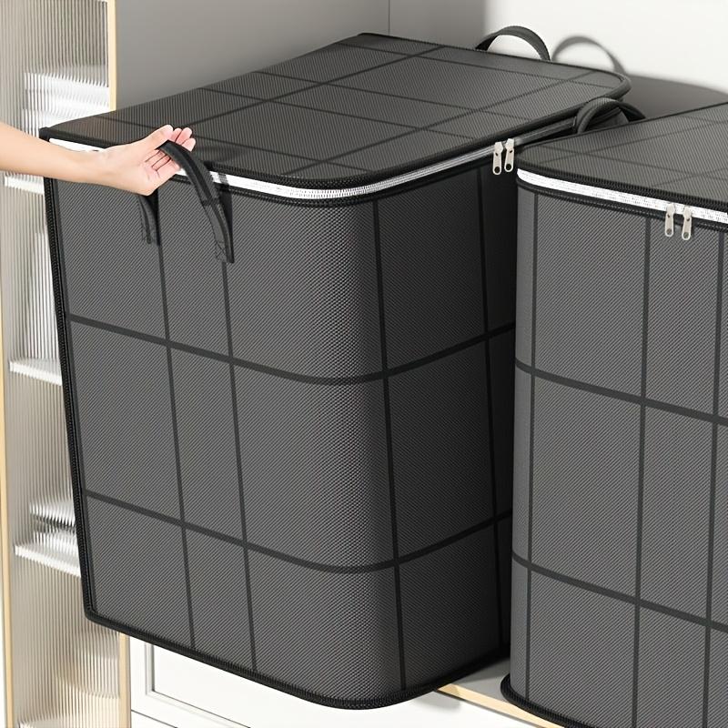 Extra Large Capacity Black Foldable Wardrobe Storage Box Stackable Large Capacity Storage Box Space-Saving Quilt Storage Box