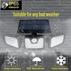 3 Adjustable Head Solar PIR Motion Sensor Security Lights 74 LED Waterproof Lamp