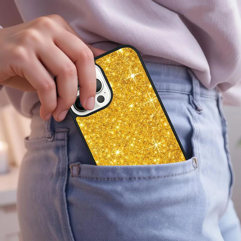 Stars Golden Sparkle Phone Case For iPhone 17 Air 15 16e 14 13 Pro Max Coque 12 11 Pro Max PLUS Cover