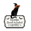 Yousheng Halloween Hanging Door Sign, Cute Cat Hanging Sign, Wooden Front Door Hanger with Hemp Rope for Porch Wall Indoor Home