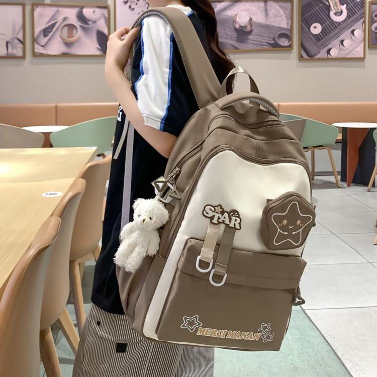 

New Colorblock Large Capacity Backpack for Students - Lightweight and Stylish чёрный