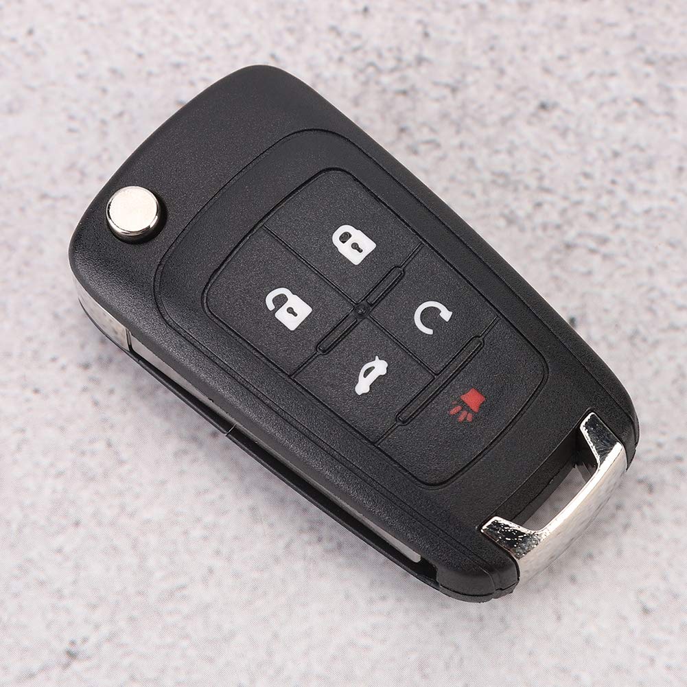 Qiilu Car Key Shell 5 Button Flip Key Fob Case Shell Cover Replacement for Camaro 2010-2013
