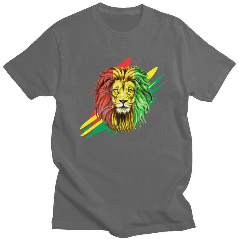 Custom Jamaica Flag Rasta Lion Tshirts for Men Short Sleeve T Shirt Fashion Jamaica Reggae Art Tshirt Slim Fit 100 Cotton Tees