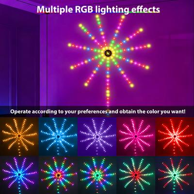 Bandes lumineuses LED RGBIC Feux d'artifice Flexibles USB 5V Bluetooth APP Activées par la Voix Décoration d'Ambiance Murale Chambre Noël