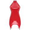 Sexy Damen-Dessous-Club-Kleid aus Lackleder, Latex-Kleid, Wet-Look, glänzendes Rave-Clubwear-Bodycon-Minikleid mit Strumpfband-Clips
