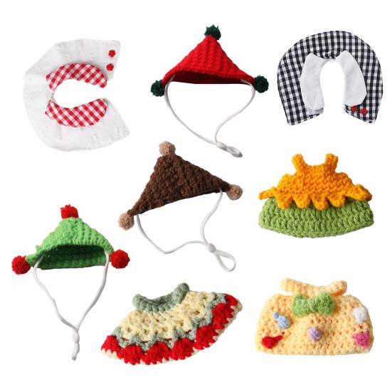 1 Set Abbigliamento per Criceti Cappello a Maglia con Cinturino Regolabile Top all'Uncinetto Costume per Criceti Porcellini d'India Piccoli Animali Accessori Pet