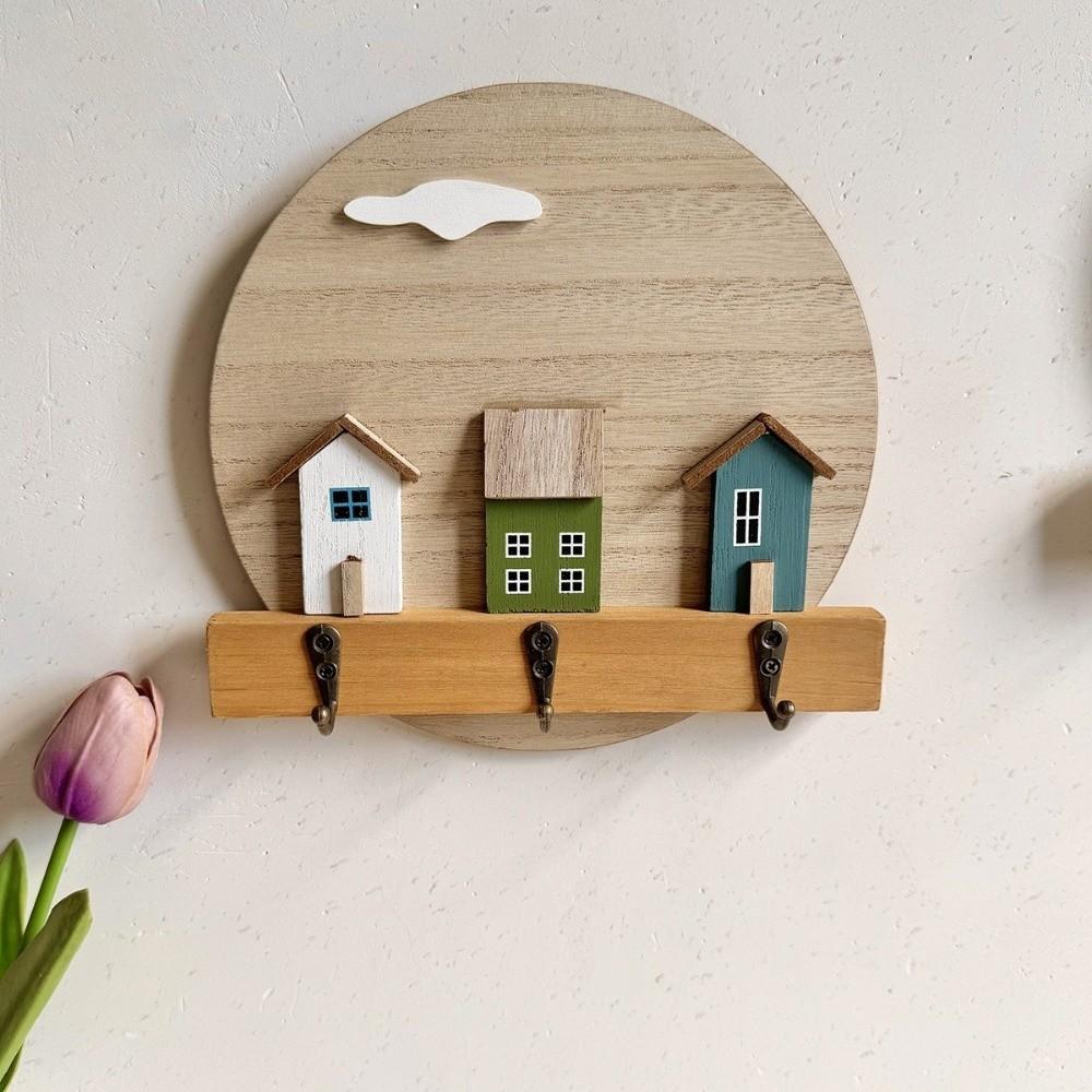 Multi Hook Wooden Wall Hook Nordic Style Entrance Key Rack Entrance Hall