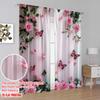 2pcs Curtain Butterfly and Pink Rose Durable 100% Polyester Fabric,Without Electricity Versatile Perfect for Holiday Decor