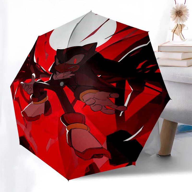 

1pc Shadow the Hedgehog Automatic Opening/Closing Umbrella - Portable 3-Fold Design, 8-Bone Iron Frame Outdoor Umbrella - Ideal Gift for Fans, Travele