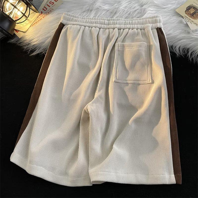 Summer Casual Y2k Shorts for Men Retro Loose Straight Short Pants Strip Contrasting Color Gym Shorts