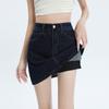 Denim A-Line Mini Skirt with Lining – Women's 2025 Summer Hip-Hugging, Anti-Exposure Design