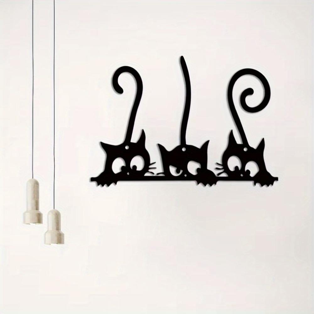 Charming Cat Metal Wall Art Elegant Living Room and Bedroom Decor Sculpture
