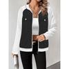 Women S Casual Color Block Zipper Jacket For Autumn Winter