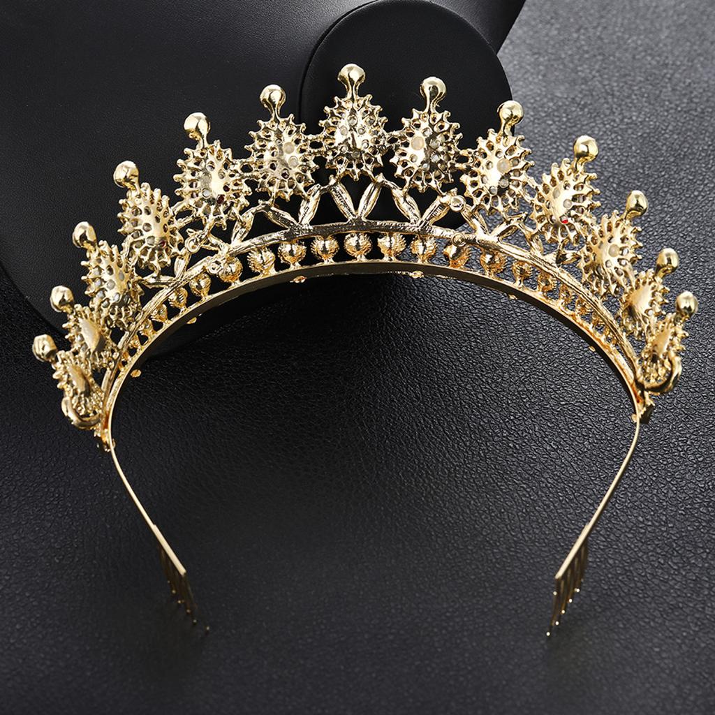 Rote Strasskrone Große Krone mit Kamm Braut Tiara Krone