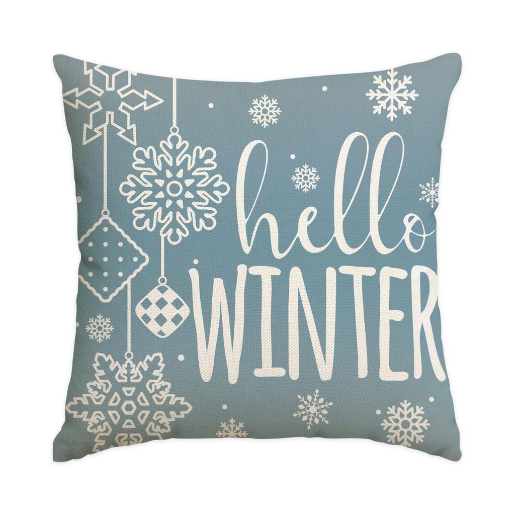1/4Pcs Blue Christmas Pillowcase, Gingerbread Man Cotton Candy Hot Drink Cup Design Cushion Cover, Christmas Decoration