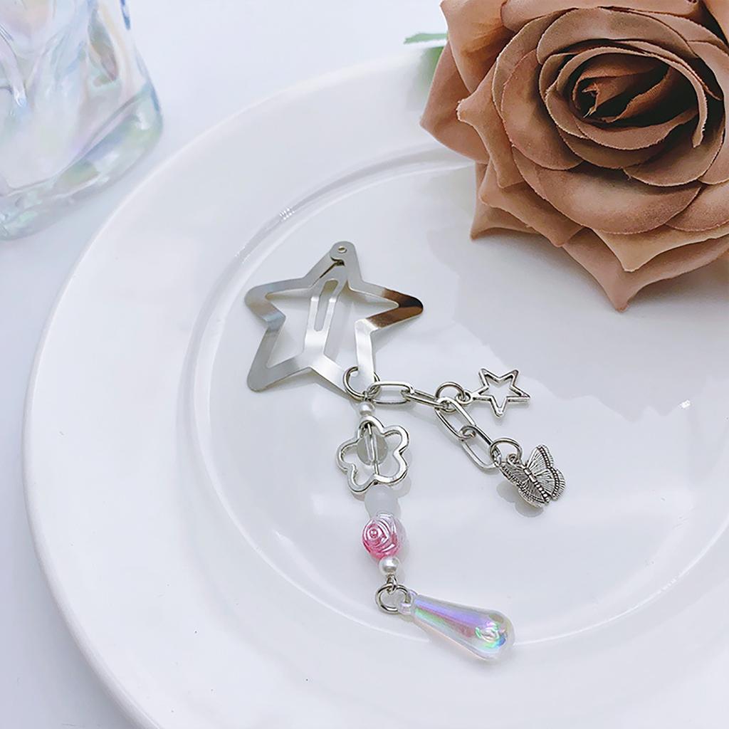 Fringed Butterfly Hair Clip for Girl Y2K Alloy Star Hairclip BobbyPin Duckbill Clip Hair Barrettes for Women Side Bangs