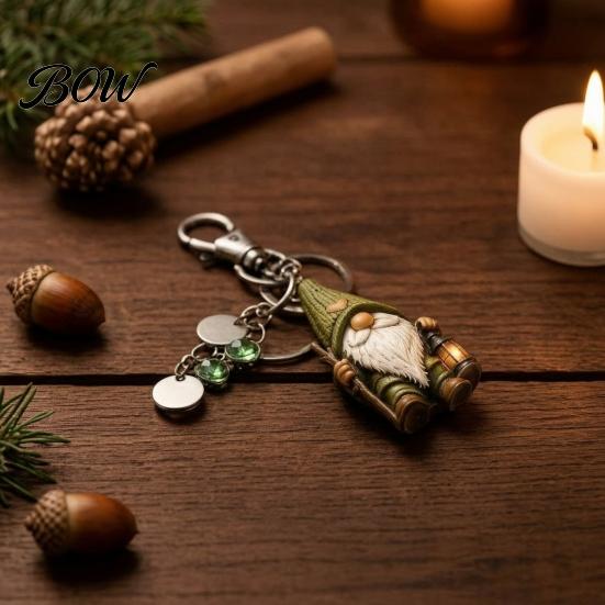 Gnome Keyring Keychain with Inspirational Card, Still Hanging On, Keep Growing, Fine Encouragement Your Path, Dwarf Key Ring for Bags Backpacks