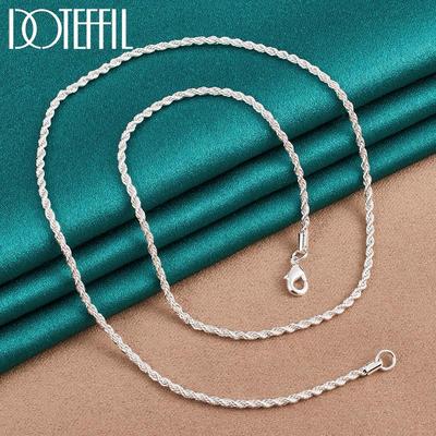 40-75cm 3mm Twist Necklace 925 Sterling Silver Wedding Fashion Jewelry