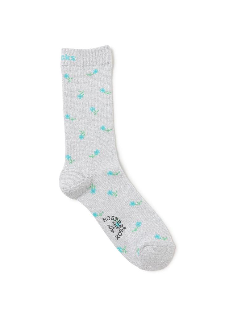 Beams Boy Roster Sox Flower Thermal Socks in Silver Women's (Special Order)