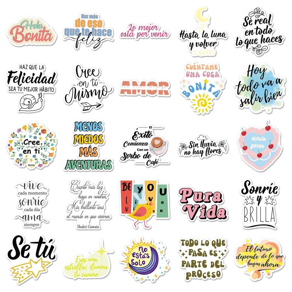 50 Inspirational Spanish Quote Stickers for Phone Cases & Scooters