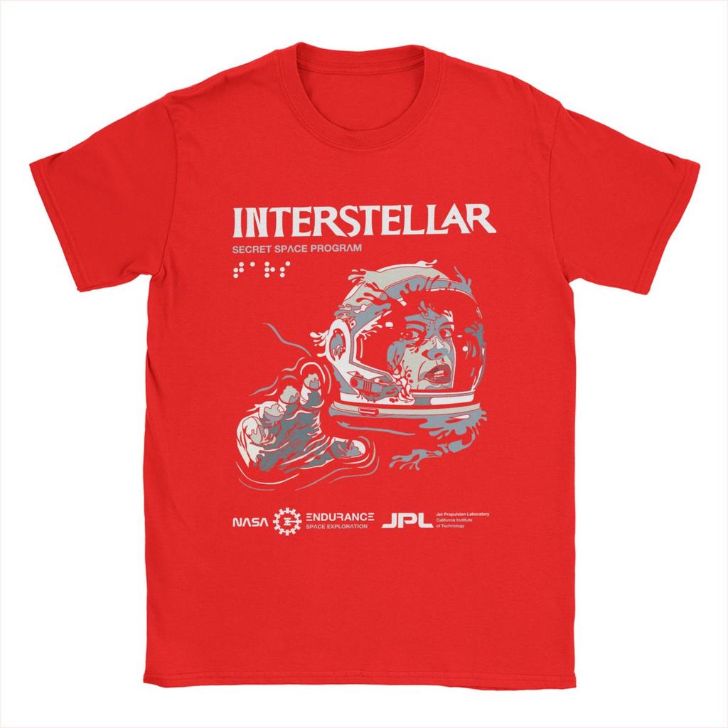 Men Interstellar Wormhole Handshake T Shirt Pure Cotton Tops Vintage Short Sleeve Round Neck Tees Graphic T-Shirt