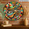 2D Flat, 1pc Round Aluminum Hanging Sign, Cinco De Mayo Sombrero & Guitar Mexican Folk Art Design, Vibrant Fiesta Metal Sign, Perfect for Taco Bar