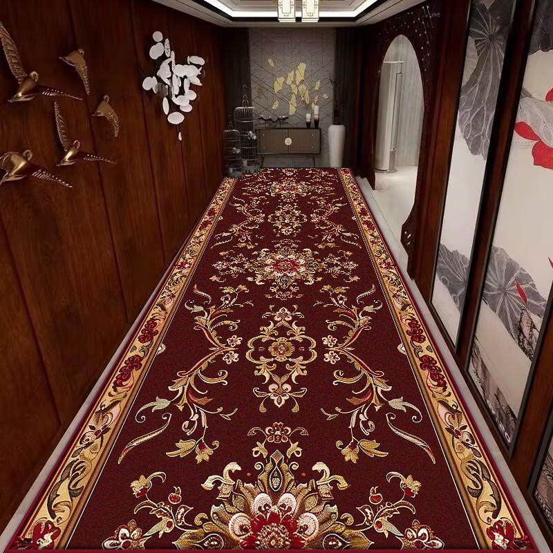 European Style Non-slip Long Corridor Carpet Decoration Home Light Luxury Runners Entryway Washable Rug Lobby Customizable Mat