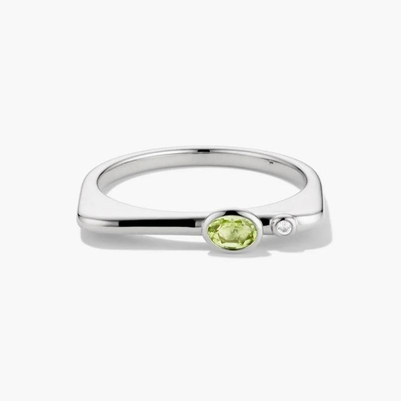 New Minimalist CopperChevron Ring for Women, Birthstone & CZ Accent, Stackable Statement Daily Jewelry Gift
