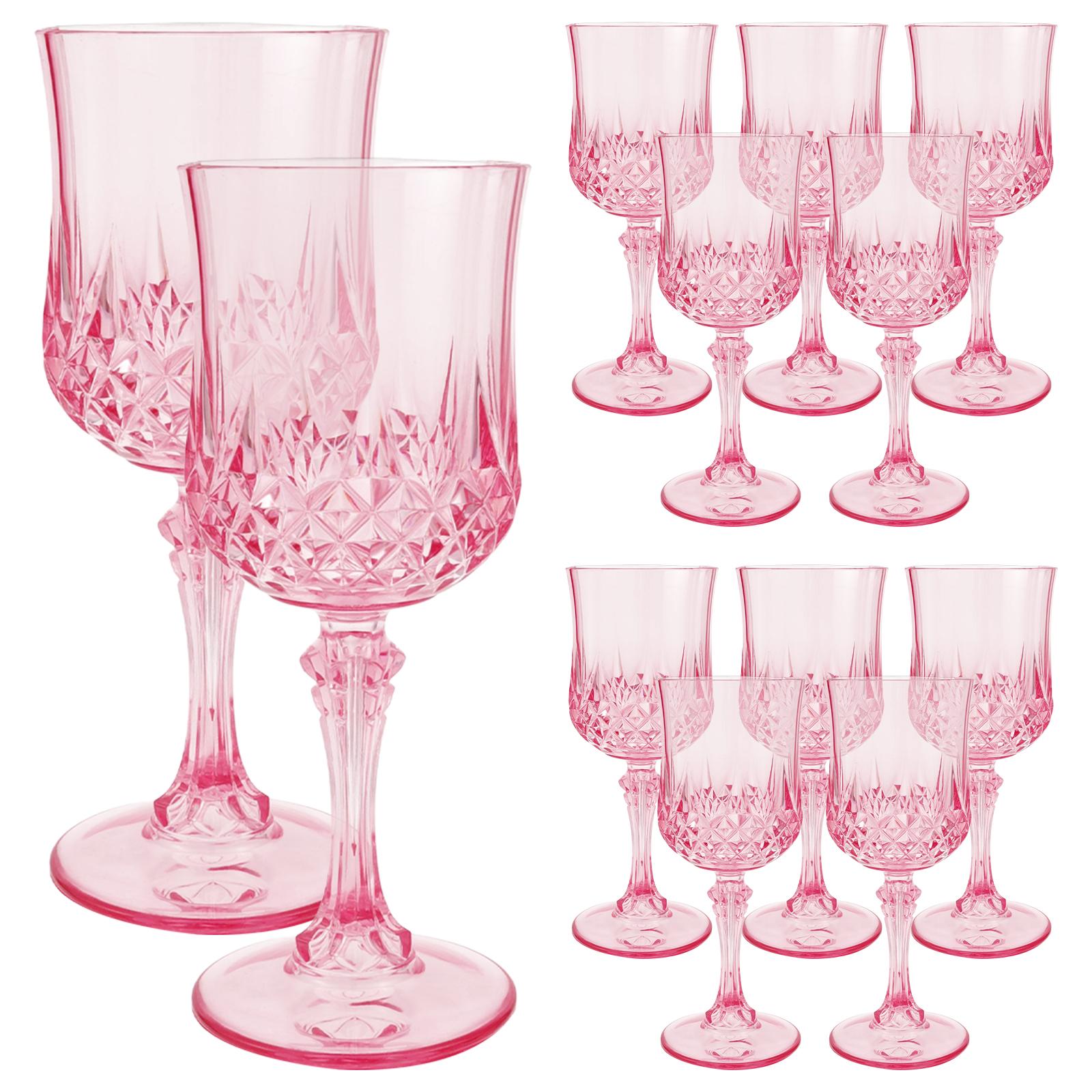 

12/24/36 Pcs Champagne Glass 3.09oz Reusable Plastic Wine Glasses Flutes Elegant Pink Wine Glass for Party Wedding and Christmas