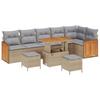 Garden Sofa Set with Cushions 11 Pcs Beige and Light Grey Poly Rattan