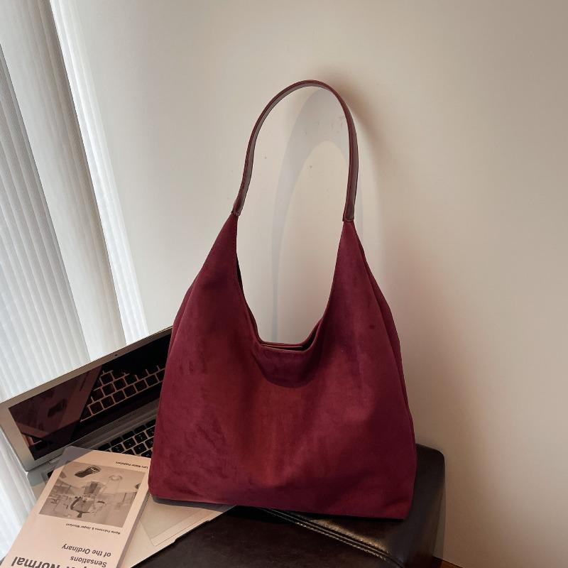 Frosted retro suede women's bags, new large-capacity autumn and winter versatile shoulder bags, casual and fashionable commuter mother and child bags