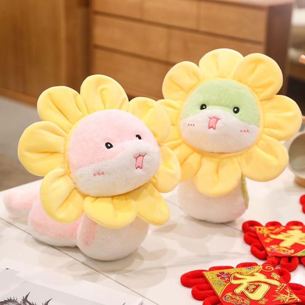 Flower Snake Plush Dolls Lion Dance Snake New Year Mascot Snake Stuffed Toy Birthday Gifts