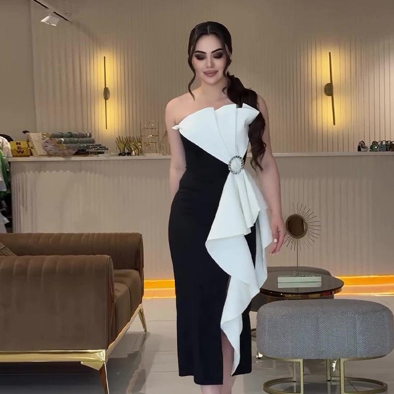 2024 Summer Women's Strapless Bodycon Dress with 3D Bow Detail