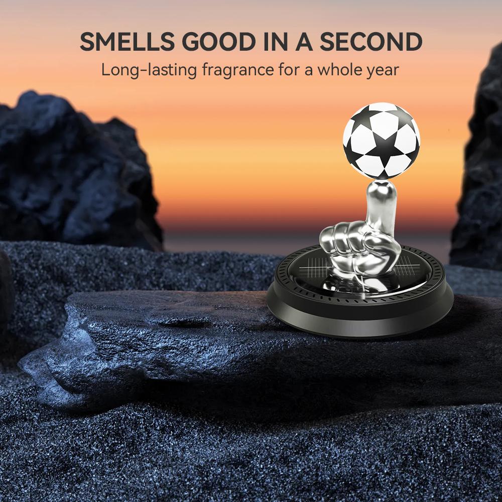 New Innovative Solar Perfume Fragrance Car Solar Finger Football Air Freshener Essential Oil Perfume Auto Decoration