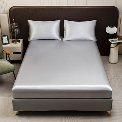 Luxury Satin Fitted Sheet SolidColor Twin Bed, Full SizeIce SilkMattress Cover, Natural Elastic Band, Synthetic Silk Bed Sheet