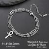 LIKGREAT Vintage Egypt Bracelet Ankh  Charms Stainless Steel  Bracelets Women Jewelry Double Chain Life Symbol Cross Amulet Anni