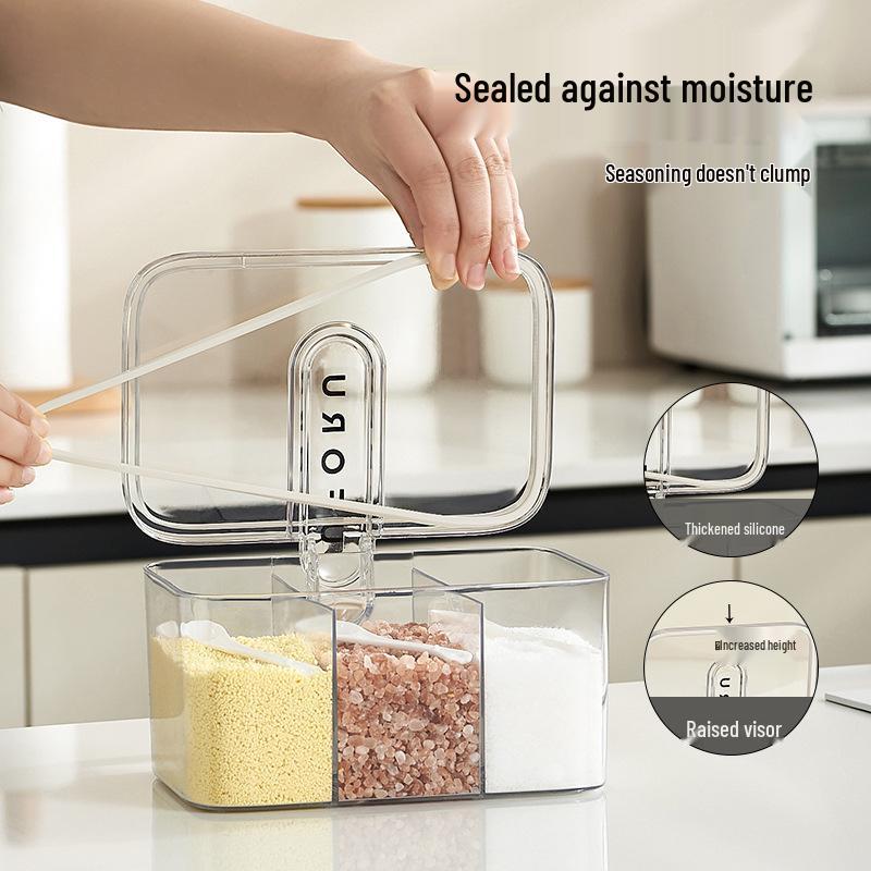 High-End Kitchen Seasoning Box: 4-in-1 Integrated Spice Jars for Salt, Sugar, and MSG