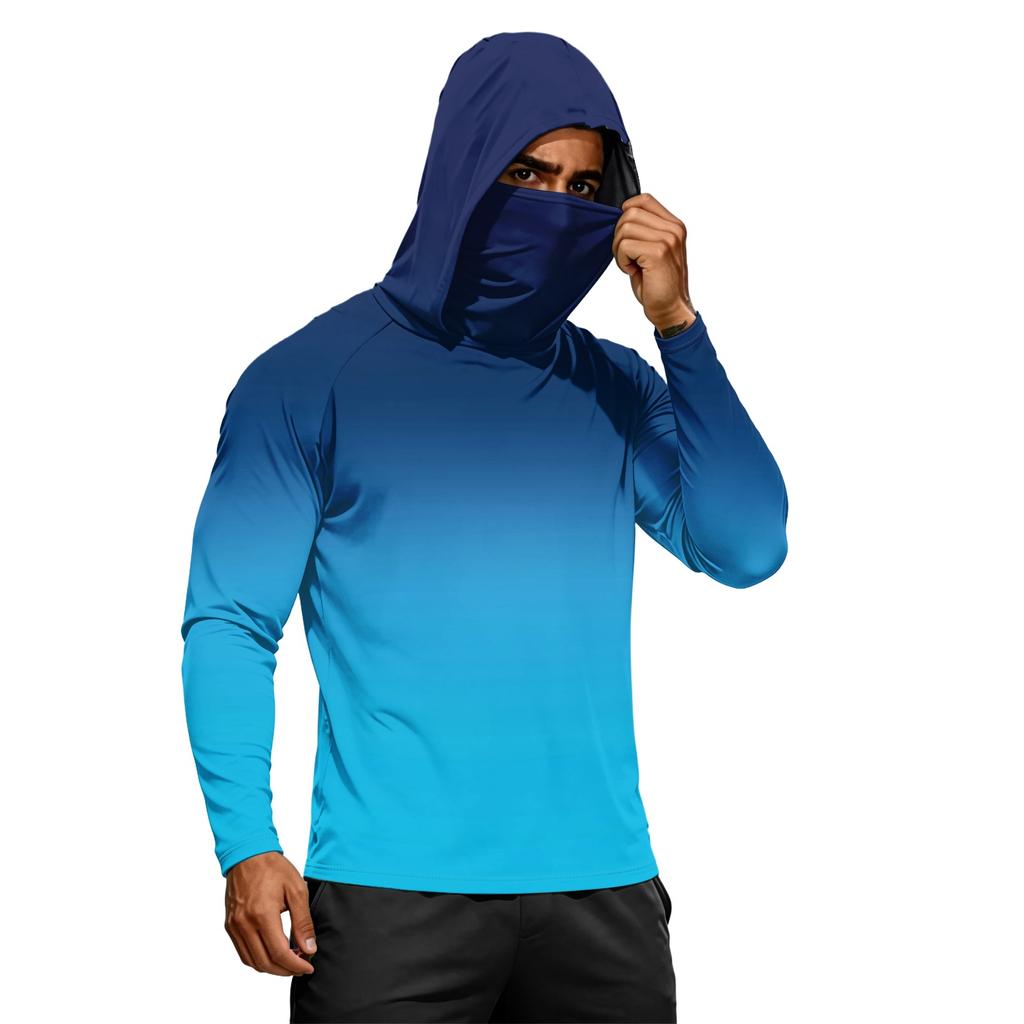 Herren Sommer Langarm Hoodie UPF50+ Sonnenschutz Schnelltrocknend Fitness Sportshirt Leicht Atmungsaktiv Outdoor Activewear