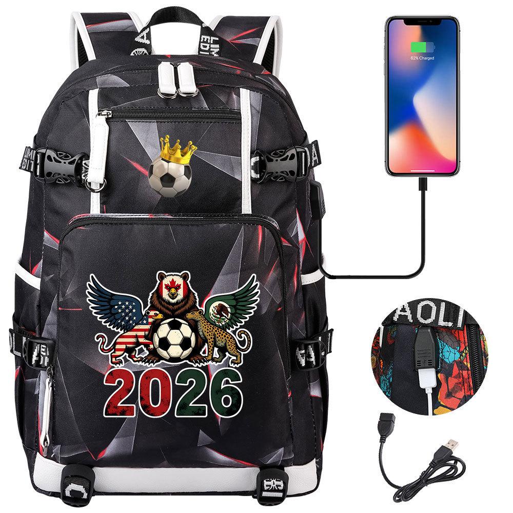 2026 Sports Soccer USB Large Capacity Backpack for Middle High School Students Travel Unisex