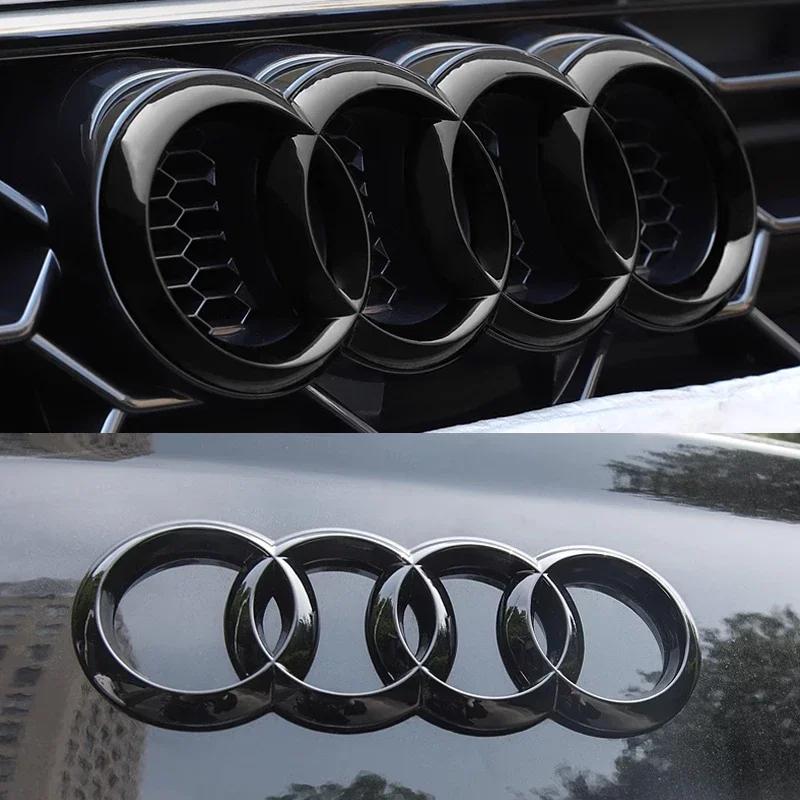 2024 New ABS Four Ring Car Logo Cover Retrofitting Front Grille Badge Rear Trunk Emblem For q2 A3 A4 A5 A6 A7 Q2 Q3 Q5 Q7 Q8
