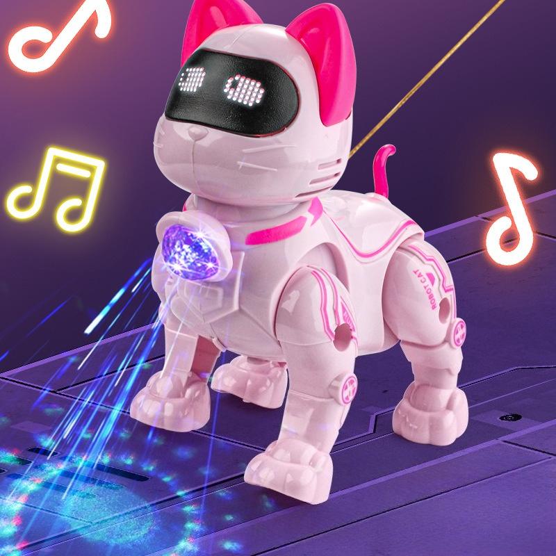 1 יחידה חתול רובוט חשמלי לילדים עם אור ומוזיקה הולך ושר רצועה צעצוע לחיות מחמד