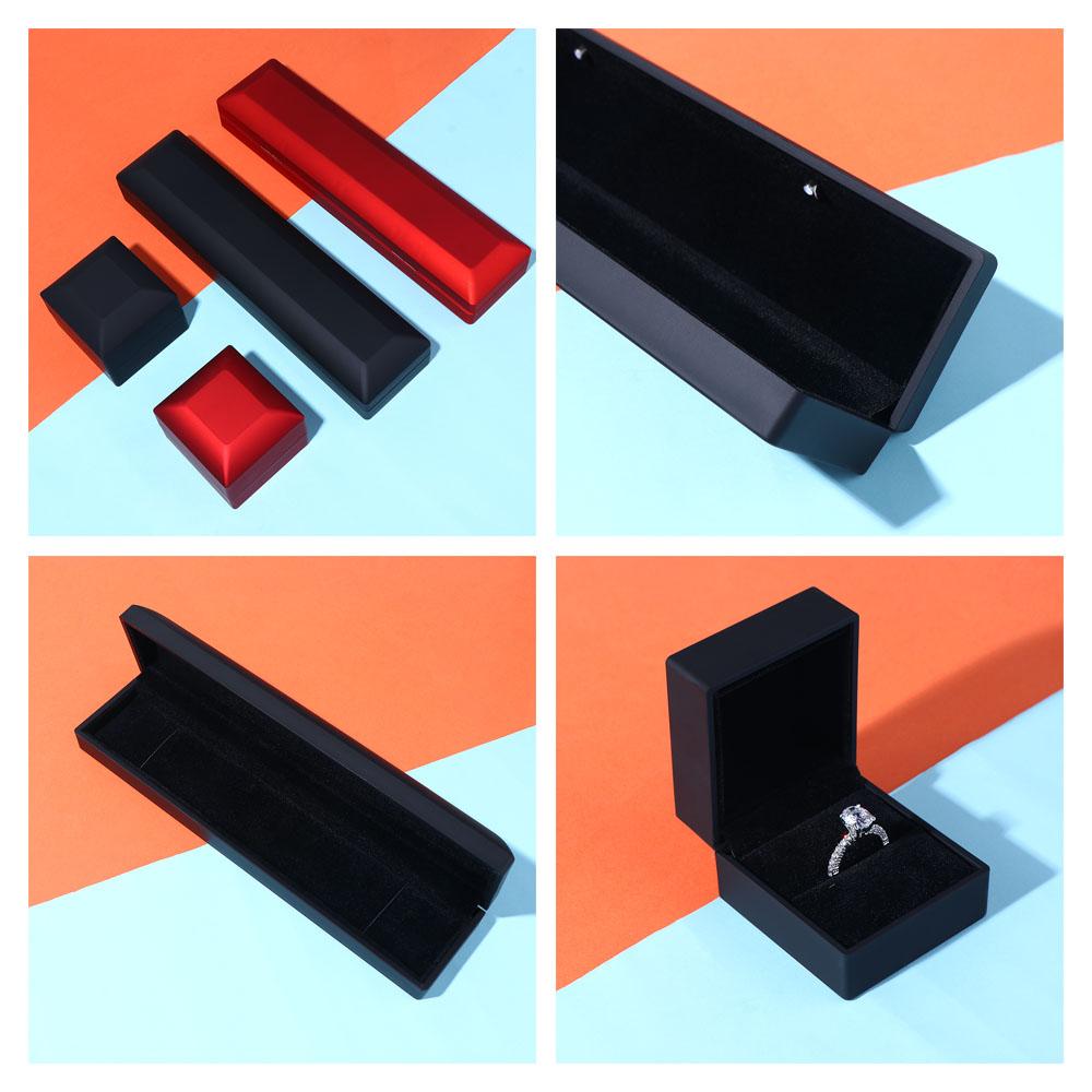 Square Wedding Ring Box LED Lighted Jewelry Box Ring Displays Case Gift Packaging Jewelry Display