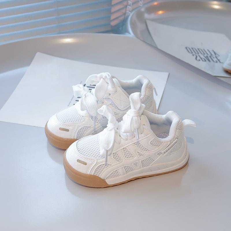 Girls' moral training shoes 2025 spring and autumn new fashion trendy shoes mesh breathable boys' white shoes children's sports shoes