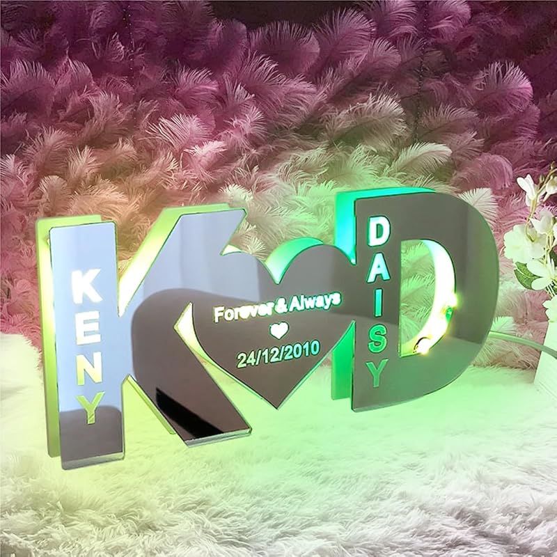 Personalized Alphabet Heart Photo Lights, Letter Collage Heart Night Lamp Bedside Table Lamp, Photo Frame Collage for Family Pictures Gift for Mom