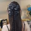 Chinese Style Mesh Bow Hair Clip For Female Simulated Wig Braid At The Back Of The Head Shark Clip Headwear