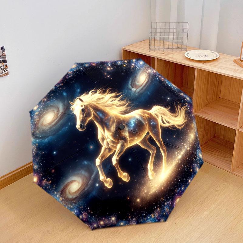 Interstellar Animals Pattern Pattern New Style Umbrella, 1 Piece Automatic Folding Umbrella, Portable Travel Umbrella, Outdoor Umbrella, Birthday Gift
