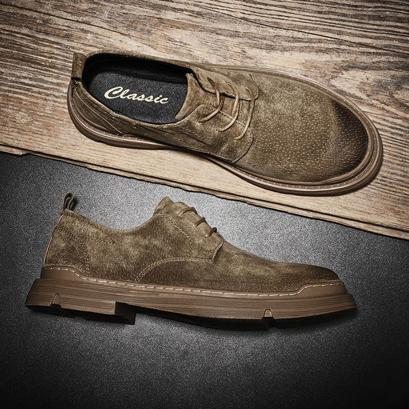 

Весенне-осенние новые мужские кожаные туфли в стиле кэжуал, из натуральной кожи, свиной кожи, броги, универсальные мужские туфли 45 хаки